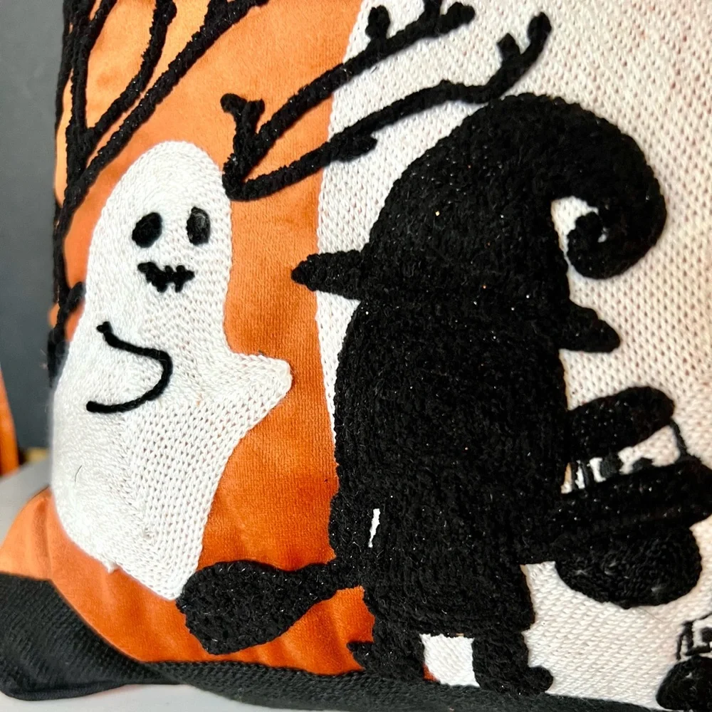 Halloween Trick O Treating Kids Large Pillow Cushion Haunted House Witch Ghost